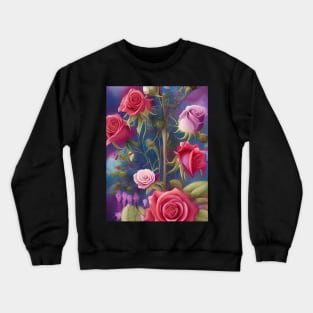 Beautiful painting of flower garden pink and red roses Crewneck Sweatshirt